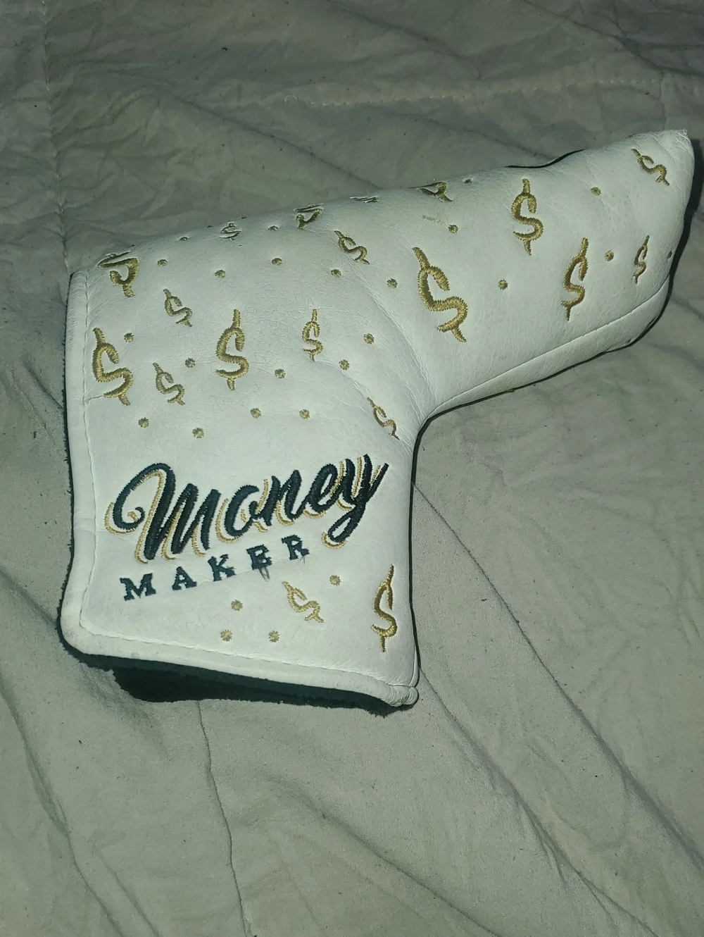 GOLF GODS MONEYMAKER White and Gold BLADE Putter Headcover